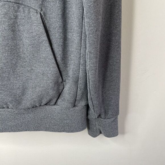 NORTH FACE Hoodie Mens Medium Gray Red Stripe Logo Pullover Sweatshirt Fleece - Picture 4 of 10